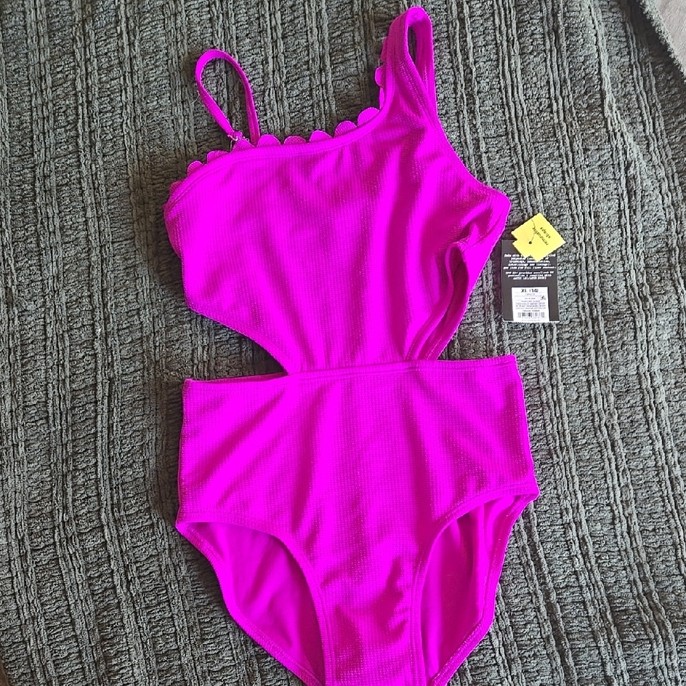 Hot Purple One Piece Swimsuit with Cutout Details